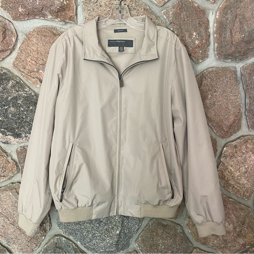 Perry Ellis Light Tan Zip-Up Jacket